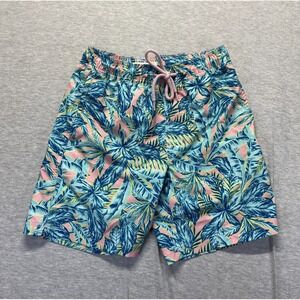 Trinity Coast Swim Trunks Shorts Mens XS Multi Tropical Leaf Print Drawstring